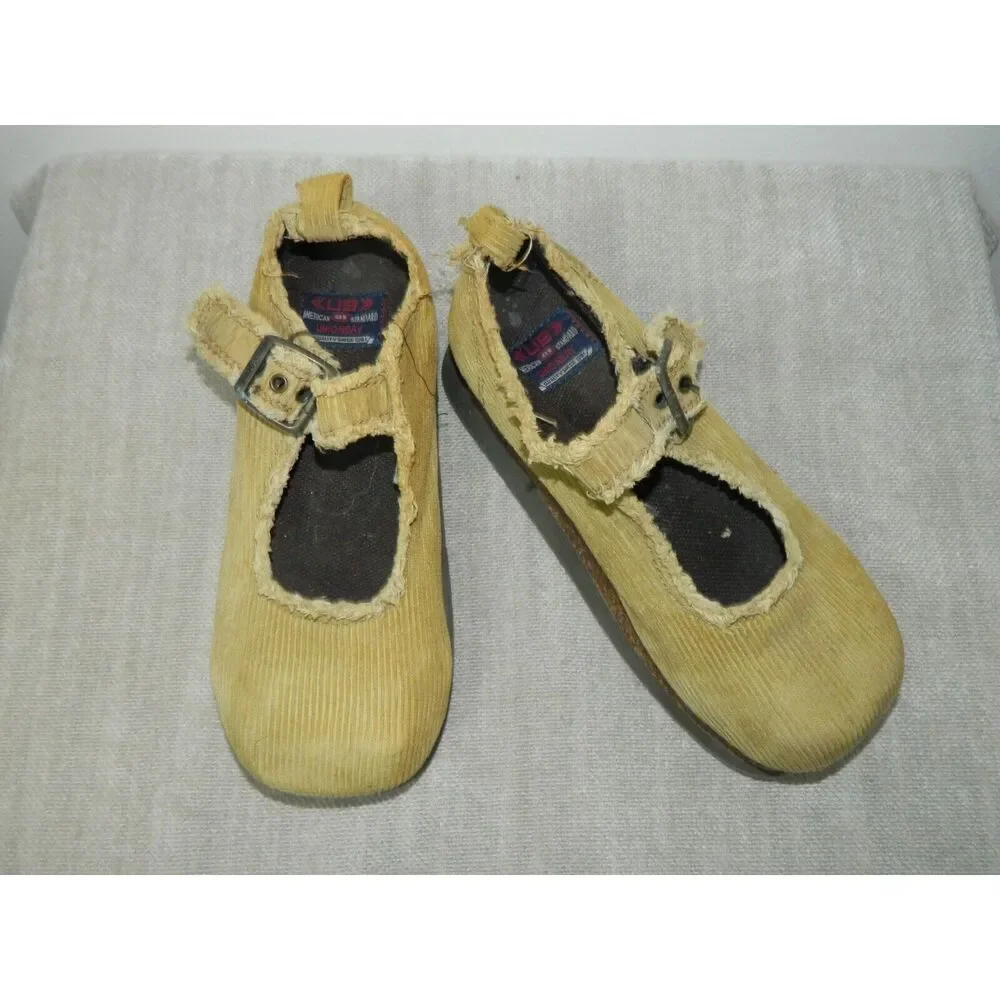 Unionbay Mary Jane Size 6.5 Beige Corduroy Cork Platform Vintage Y2K 2000s Geene